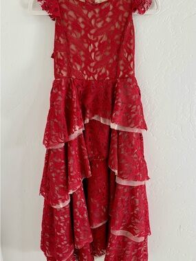Joyfolie Red Lace tiered Dress